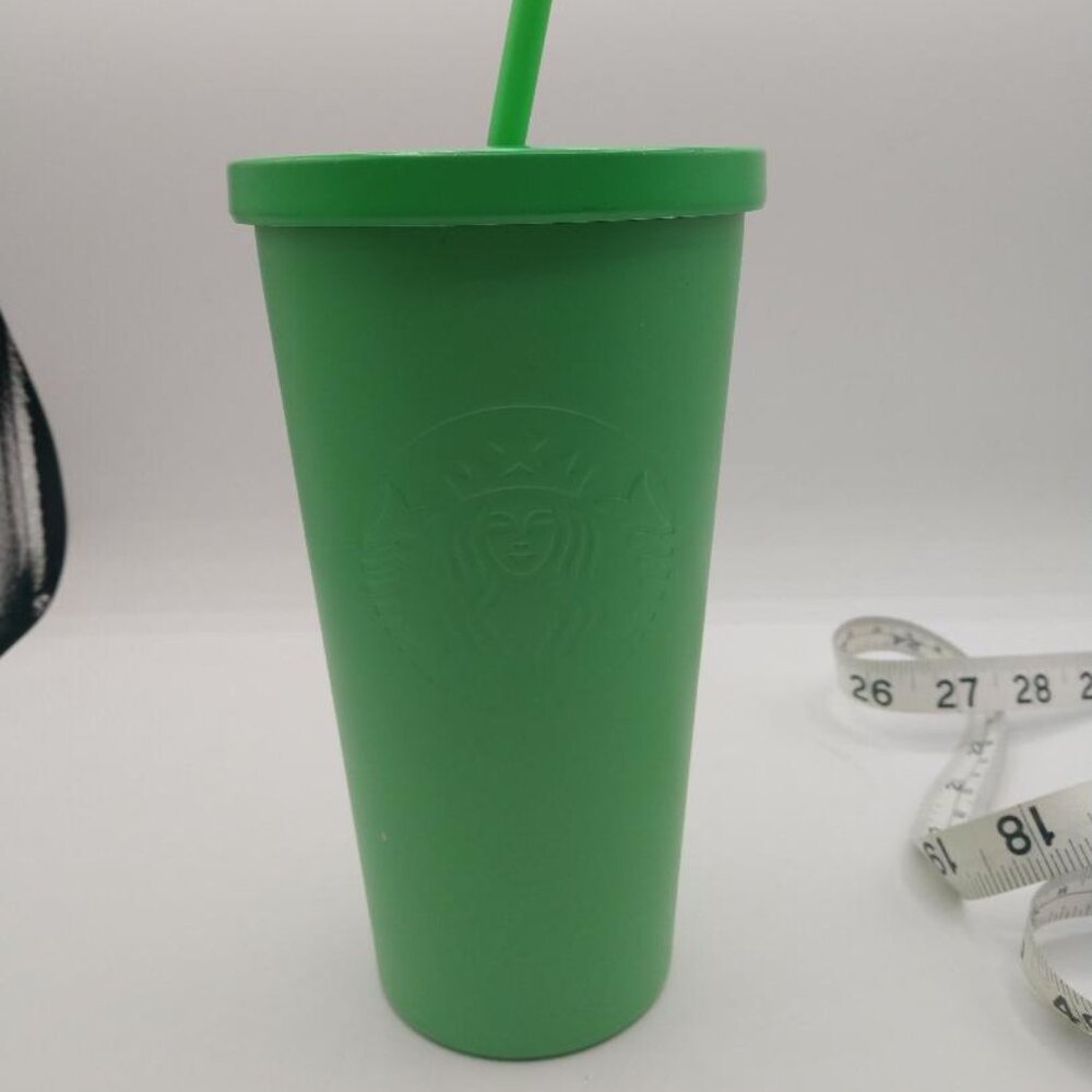 Starbucks Grande Kelly Green Stainless Steel Cold Cup w/plastic straw